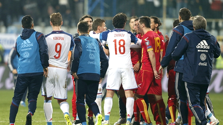 Игроки России Черногории едва не сошлись на поле врукопашную