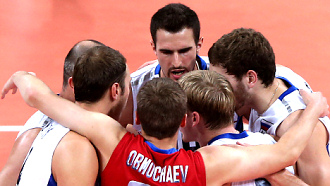 Сборная России по волейболу в матче против Болгарии