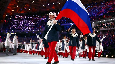 Сборная России на церемонии открытия