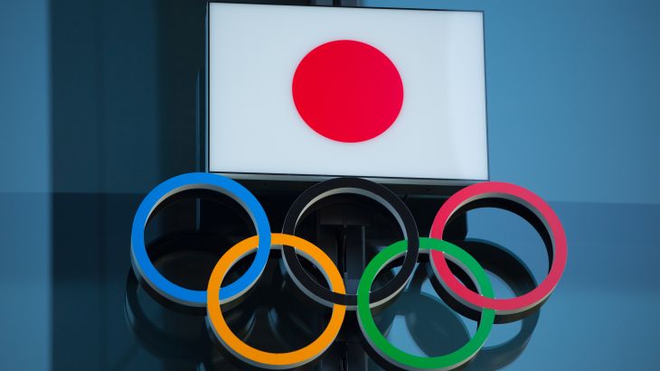 Флаг Японии и олимпийские кольца